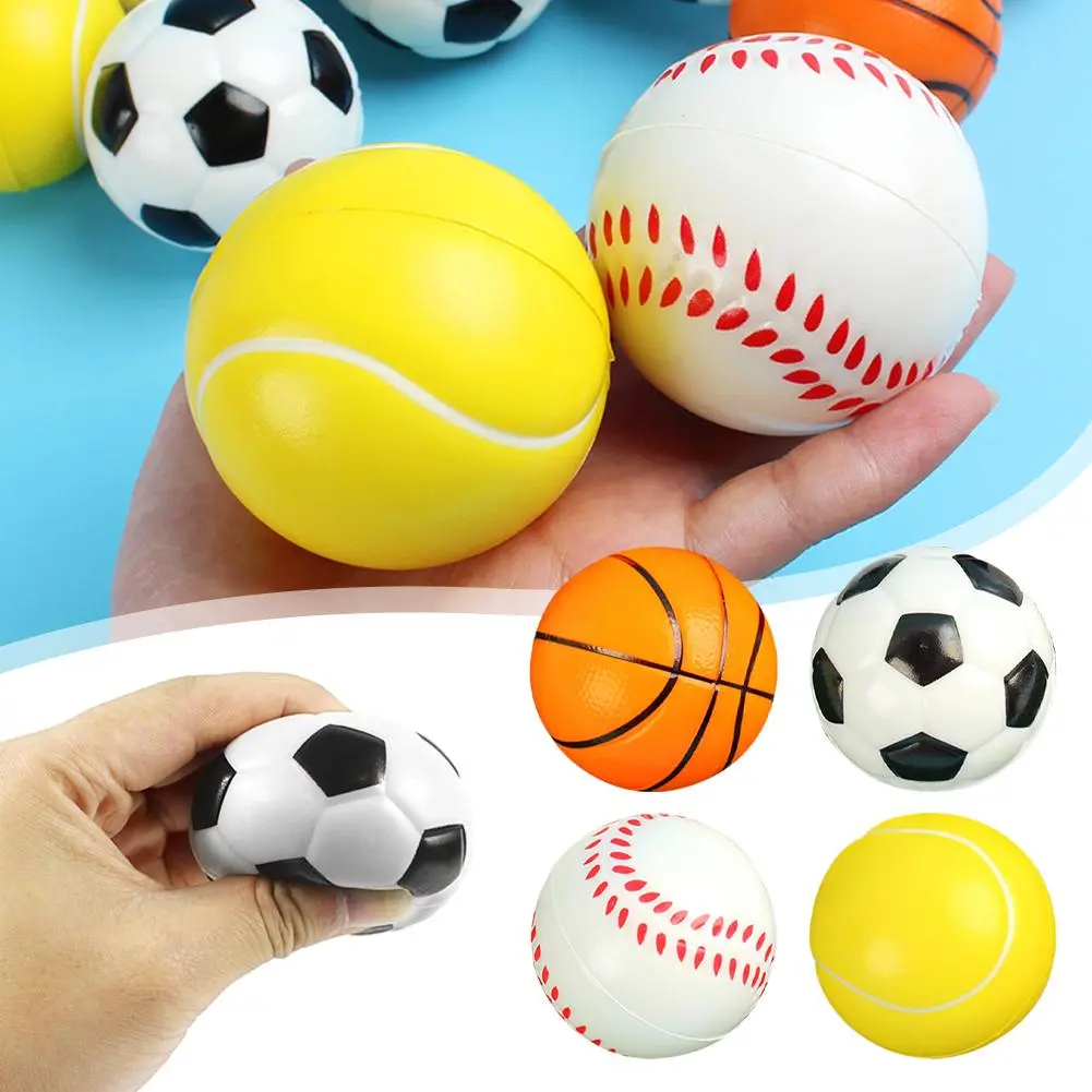 6cm Solid PU Ball Football Basketball Net Stick Rugby Foam Sponge Grip Decompression Ball Foam Ball