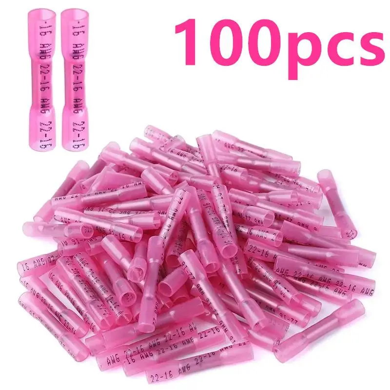 Heat Shrinkable Wire Connector, Waterproof Insulated Crimped Butt Connector, Heat Shrinkable Wire Butt Connector