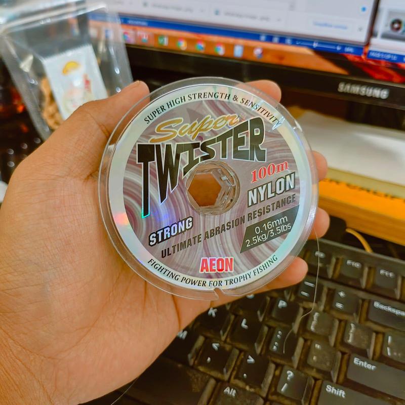 Aeon Super Twister 0.16 Panjang 100m Senar Kenur Pancing 100% Nylon Lentur Kecil Super Strong Kuat Mudah Tenggelam Anti Keriting Murah Berkualitas Wicaksono Jaya Fishing 1