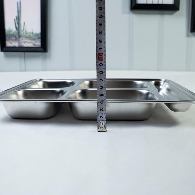 Khay cơm inox 4 ngăn, có ngăn đựng đũa - Inox 201 3