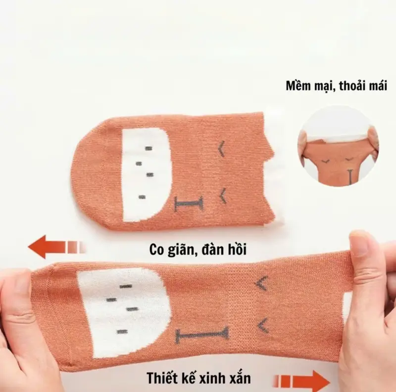 [Kèm Quà Tặng] Combo 10 đôi tất chống trượt cho bé 0-3 tuổi, Vớ tập đi hình thú Vải Cotton Len mềm mại ấm áp  BN03 Kem 4