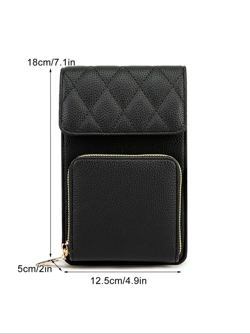 Product Introduction of Fashionable Argyle Quilted Detail Crossbody Bag, Casual Plain Phone Wallet Bag with Adjustable Wide Shoulder Strap, Simple All-match Bag for Daily Life 5