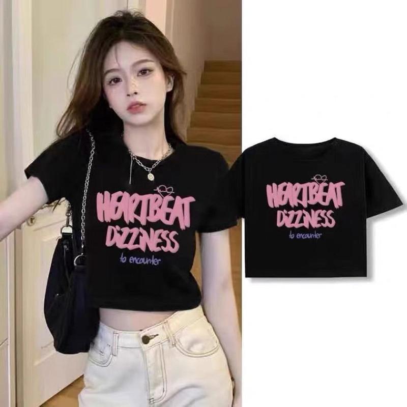 Áo Croptop Thun Cotton 1oo%  Form Rộng Tay Ngắn Cổ Tròn Hình In NHIỀU MẪU AT0035