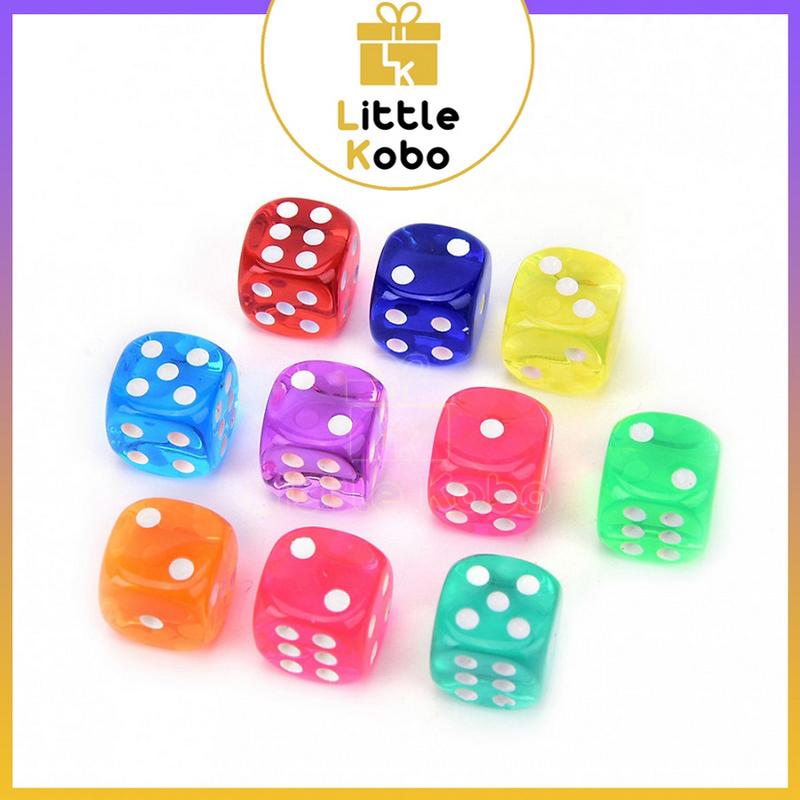 [18mm] Xí Ngầu Loại To 18mm Xúc Xắc Trong Suốt Nhiều Màu Đẹp Mắt Đồ Chơi Board Game Thẻ Bài Giải Trí