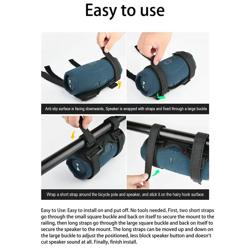 Portable Bicycle Handlebar Soundbox Mount, Universal BT Speaker Fixing Strap Mount, Audio & Video Accessories for JBL Charge 4/Charge 5, JBL Flip 5/Flip 6 5