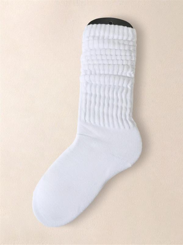 Women's Solid Crew Socks, Soft Comfy Breathable Stretchy Socks for Women, Lady Multipack Comfortable Mid-calf Knit Socks, Women's Socks & Hosiery 8