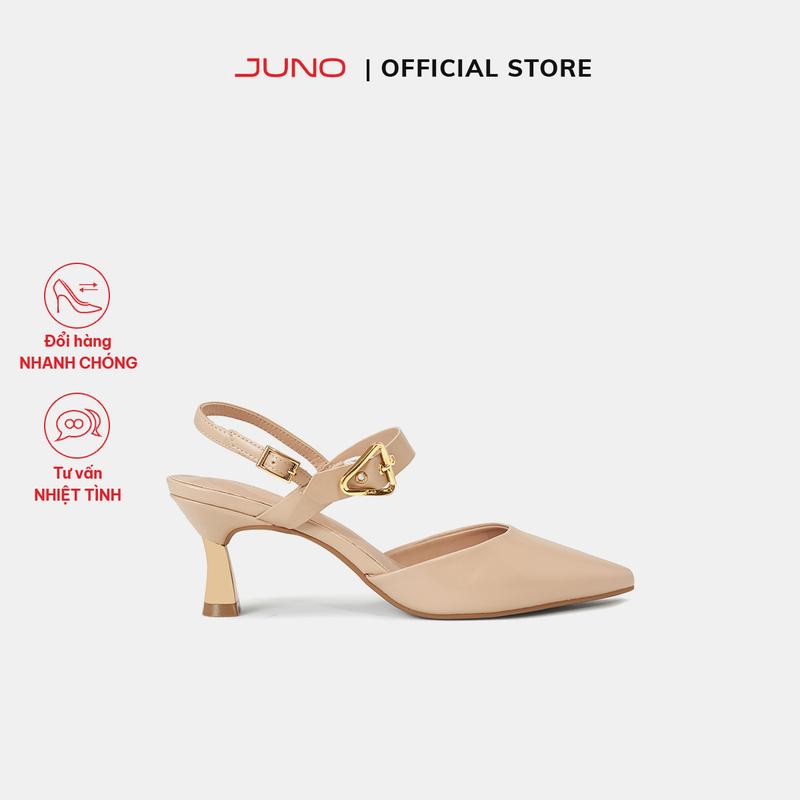 JUNO Giày Cao Gót Xi Phối Khoá Trang Trí - CG07155
