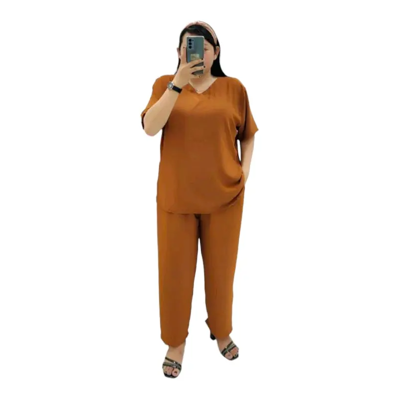 baju tidur piyama wanita/Stelan CP Cringkel Polos V Standar Dan Jumbo 6
