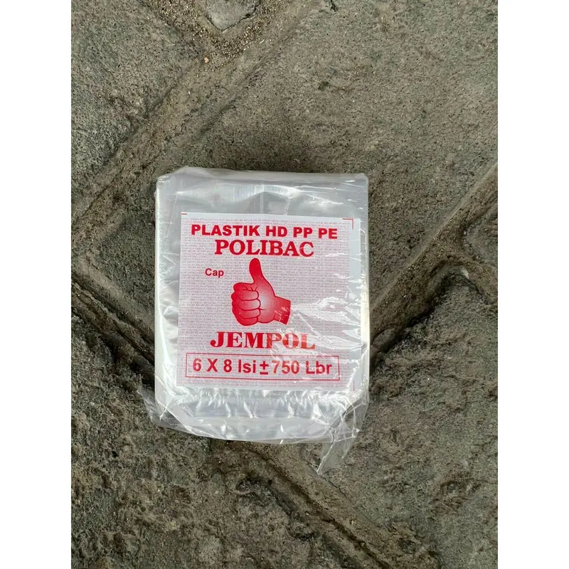 Plastik Polibac HD PP PE cap JEMPOL ukuran 6x8 isi 750 lbr 0