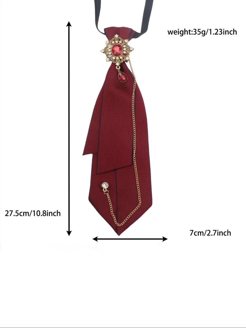 Product Introduction of Women's Street Trend Rhinestone Decor Tie, Trendy Colorblock Tie for Daily Wear, Fashionable Clothes Accessories for Women & Girls 5