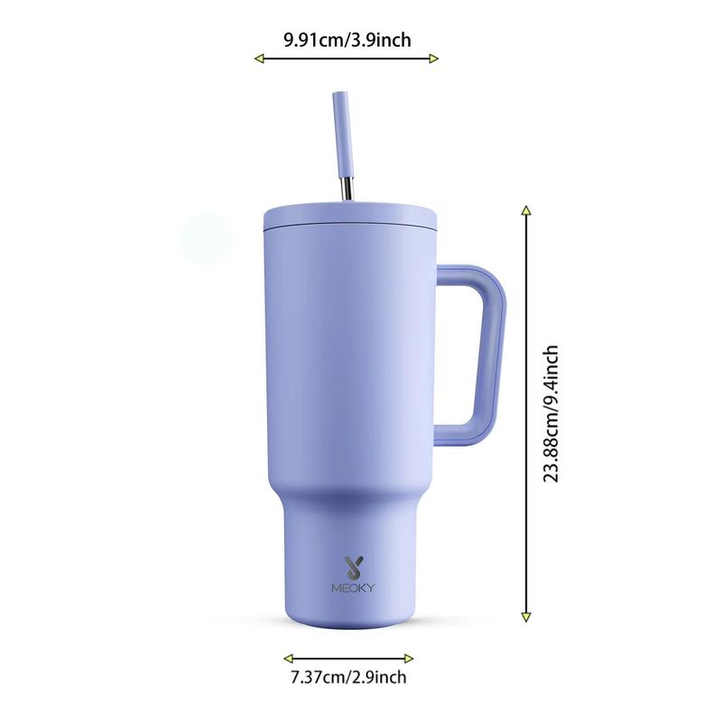 Product Introduction of 【Meoky】40oz Classic Straw Handle Cup, Multi-grid Ice Cube Mold, Leak-proof Cup Lid, Silicone Handle, Non-slip Noise Reduction Pad At The Bottom, Stainless Steel Thermos Cup, Wide Mouth and Narrow Bottom for Easy Cleaning and Car Loading 6