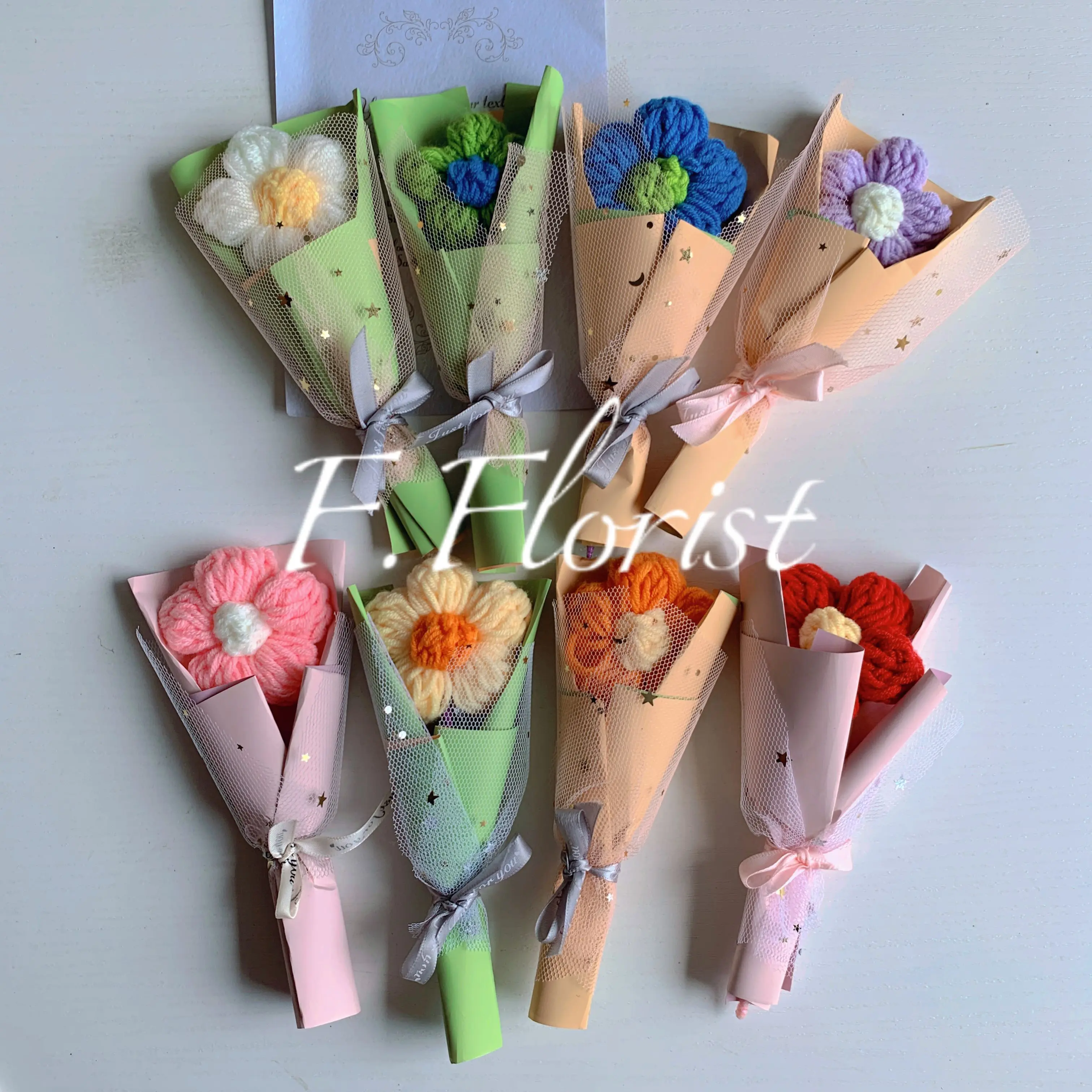 7cm mini crochet bouquet for occasion birthday decoration