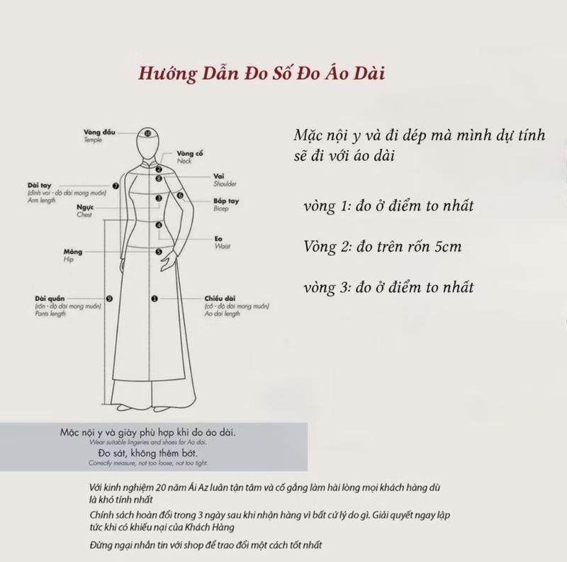Product Introduction of ￼Áo Dài Truyền Thống  Nhung Nữ fom ôm 2 Tà tay lỡ cổ cao ADM01 - Áo Dài Ngọc Hoa 8