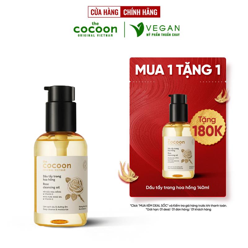 [CHỈ CÓ TRONG LIVESTREAM MUA 1 TẶNG 1] Dầu tẩy trang hoa hồng cocoon 140ml TẶNG Dầu tẩy trang hoa hồng cocoon 140ml - Cosmetic hỗ trợ làm sạch da, makeup, bụi bẩn