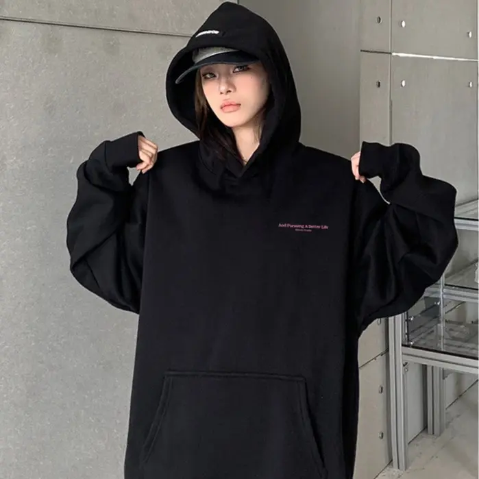 Áo hoodie nữ form rộng dày dặn vải nỉ chân cua HDD1640 Miucho in basic 4