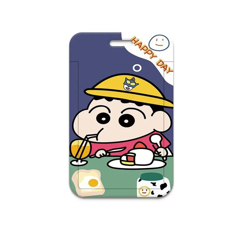 Chủ thẻ Shin Chan Bút Chì Màu, Bìa thẻ học sinh, Chủ thẻ ID, Bộ thẻ làm việc, Chủ thẻ chìa khóa xe Điện Vỏ bảo vệ, Móc chìa khóa, Dây buộc 4