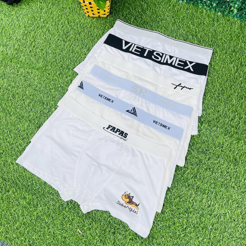 Combo 5 quần boxer nam mix nhiều đai lưng mẫu MÀU TRẮNG( cho chọn mẫu) Menswear Quần Lót