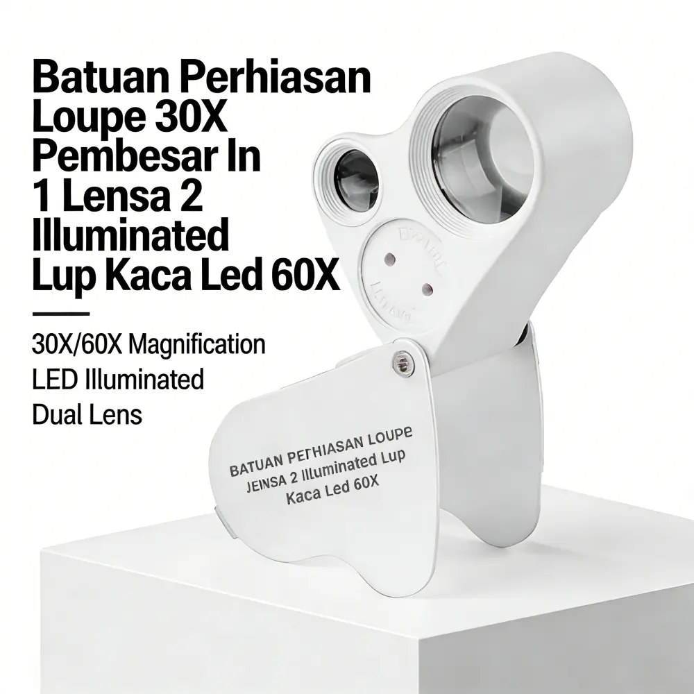 Kaca Pembesar LED 30X 60X Antik Lipat Perak, Jam Tangan Koin Batu Permata, Observasi Detail, Ringan, Akurat, Model [MODEL NAME], UKuran [MEASUREMENTS]