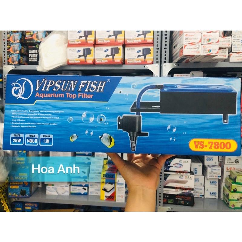 Vipsun Fish VS-7800 - Bộ Máng và Máy Bơm Lọc Nước Hồ Cá - Có bông lọc