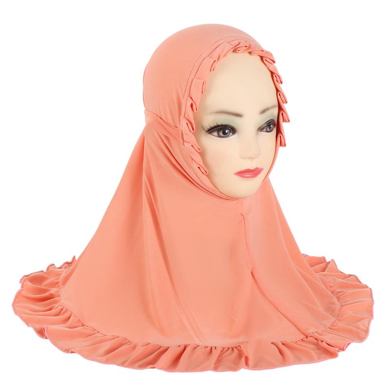 Product Introduction of Hat with Pleated Hem, Ruffled Edges, Lace Trim, Little Girl Children's Headscarf, Malay Scarf H364 15