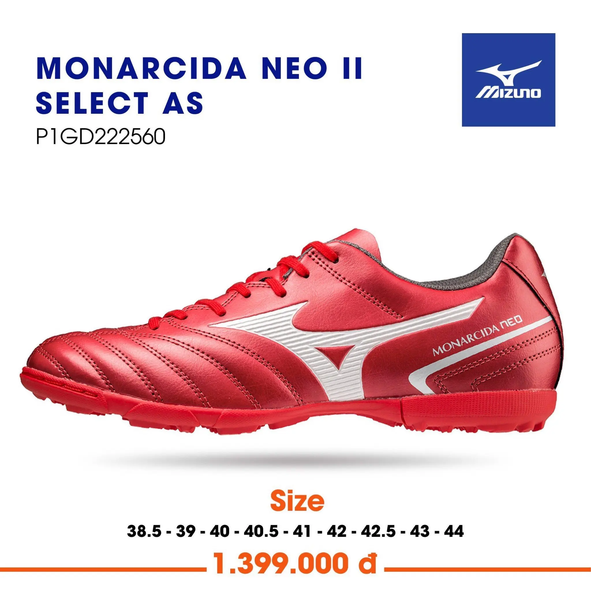 Giày Đá Bóng Chính Hãng Mizuno Monarcida Neo II Select AS TF Nhiều Màu, Giá Rẻ