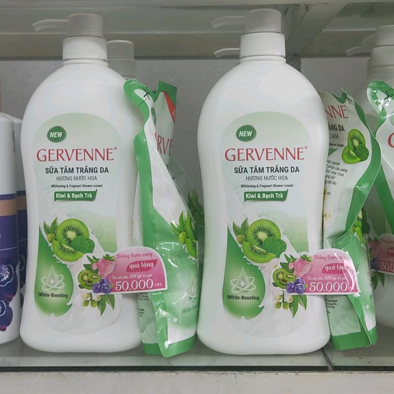  Sữa tắm hương nước hoa gervenne 900g tặng túi sữa tắm 380g chiết xuất kiwi và bạch trà 