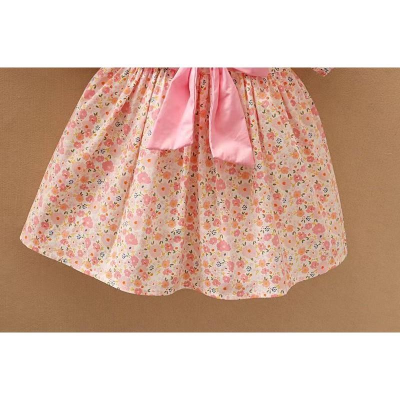 （COD）dress Korea baru untuk anak perempuan kecil - Motif bunga yang menggemaskan dan hiasan pita, lengan bergembung, bahan lembut dan gaya longgar dress  an gaun  kupu Fashion Baju 5