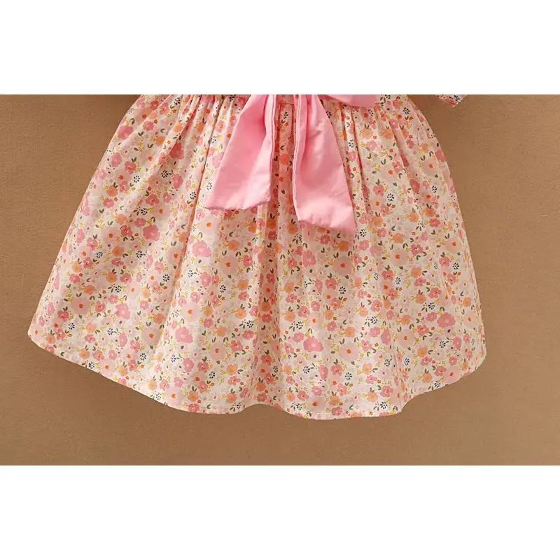 （COD）dress Korea baru untuk anak perempuan kecil - Motif bunga yang menggemaskan dan hiasan pita, lengan bergembung, bahan lembut dan gaya longgar dress  an gaun  kupu Fashion Baju 5