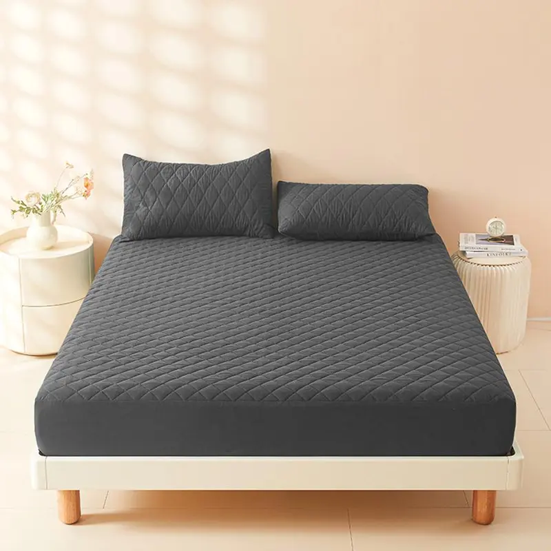 Solid Color Geometric Pattern Waterproof Fitted Sheet without Pillowcase, 1 Count Soft Comfortable Mattress Topper, Mattress Protector for Home , Hotel 2