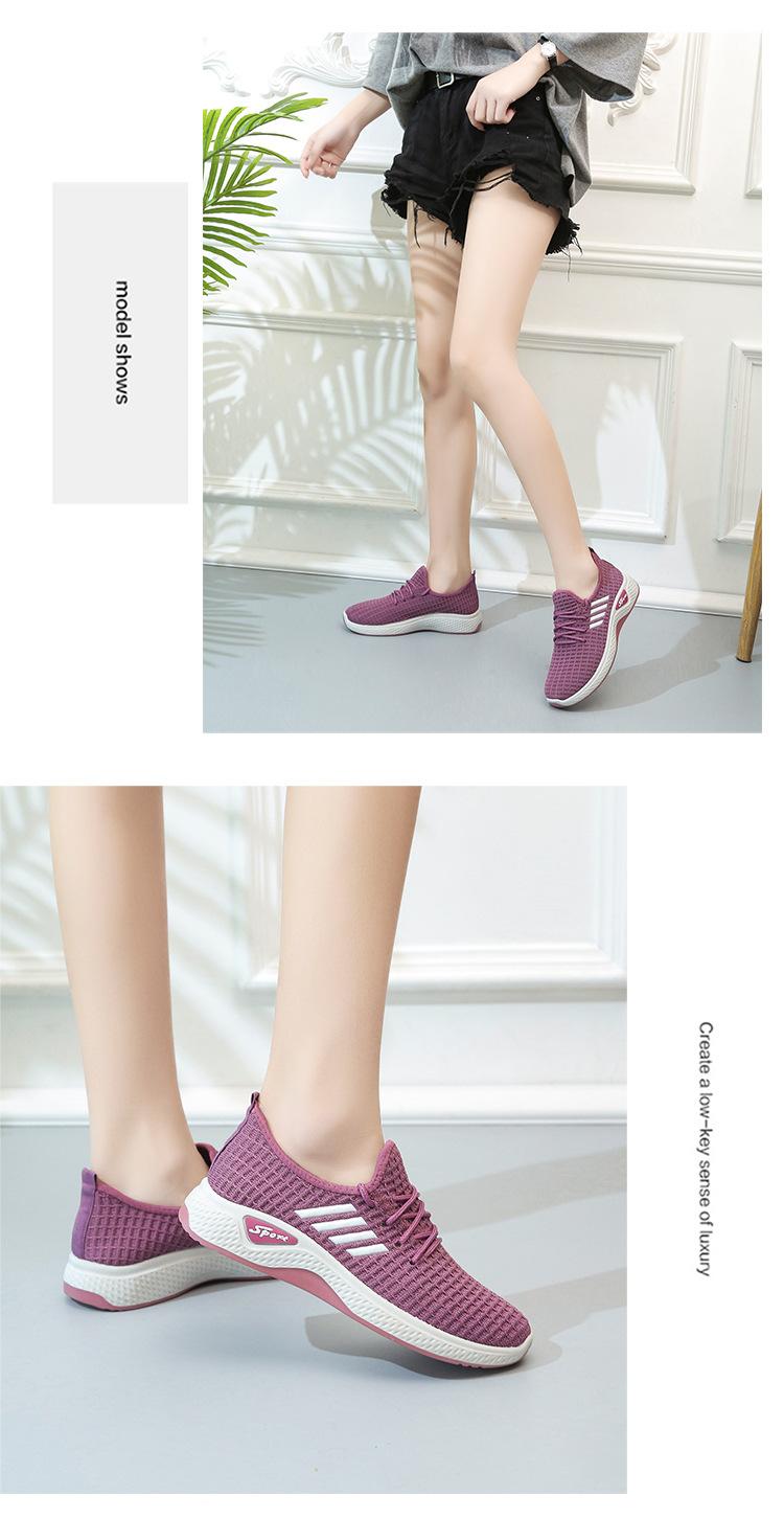 Product Introduction of Kasut Wanita, Flyknit Bernafas, Kasut Sukan Berjalan, Selesa, Kasut Kasual, Tapak Lembut, Tahan Haus, Sesuai untuk Ibu, Ketibaan Baru Musim Bunga 2025 8