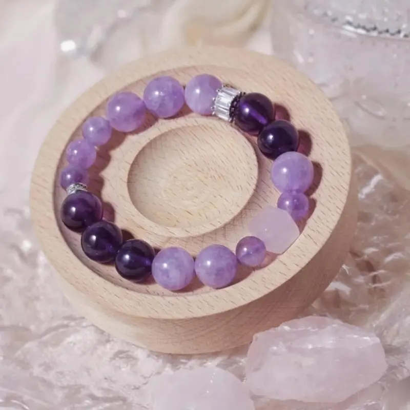 Vòng Tay Đính Cườm, Thiết Kế Mơ Ước Màu Tím, Đá Amethyst, Hổ Mắt, Vòng Tay Hoa Hồng 4