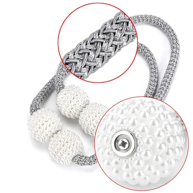 Magnetic Curtain Tieback, 2pcs Modern Simple Faux Pearl Decorative Curtain Tieback, Window Curtain Decoration Accessories For Home Living Room Bedroom 5