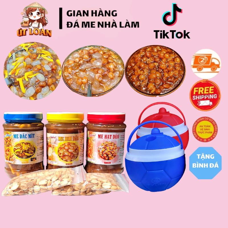 [TẶNG BÌNH] Combo 3 hủ (hủ 550gr) 1,6kg mix: (ME DẺO, ME RIM ĐÁC, ME ĐÁC MÍT, ME DỪA NƯỚC, ME DỪA NƯỚC MÍT, ME THẠCH DỪA, ME TRUYỀN THỐNG) tặng bình đá trái banh 1,2lít màu ngẫu nhiên, kèm 2 gói đậu phộng rang 0