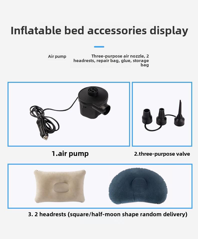 Product Introduction of Off-Road SUV Rear Seat Inflatable Mattress Portable Dual-Use Car Mattress Flocked Multi-Functional Inflatable Mattress 14