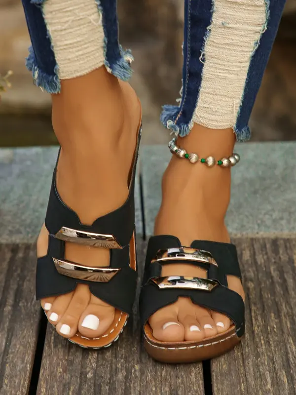 Women's Fashionable Plain Color Platform Sandals, Casual Versatile Sandals for Summer, Lightweight Comfortable Shoes for Daily Wear, Girl 7