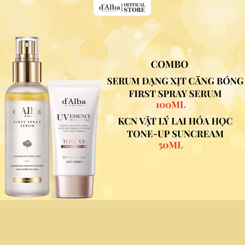 [CB100ml&50ml] Combo Serum dạng xịt [First Spray] d'Alba White Truffle 100ml & Kem chống nắng d'Alba Waterfull Tone-Up Sun Cream 50ml Skincare 2