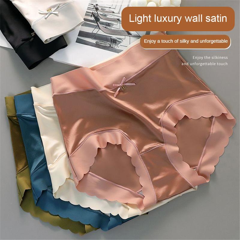 Đồ Lót Satin Lụa, Cạp Cao, Dành Cho Nữ, Lụa Lạnh Kháng Khuẩn, Liền Mạch, Thoáng Khí, Thoải Mái, Thân Thiện Với Làn Da, Quần Đùi Khỏa Thân Tam Giác Bụng Women Voi 1