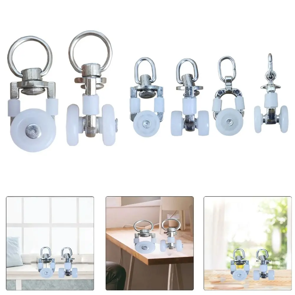 laxuzzy Twin Wheeled Carriers Silent Hooks Curtain Track Roller Multifunctional Durable Ceiling Pulley Sliding Pulleys Rails
