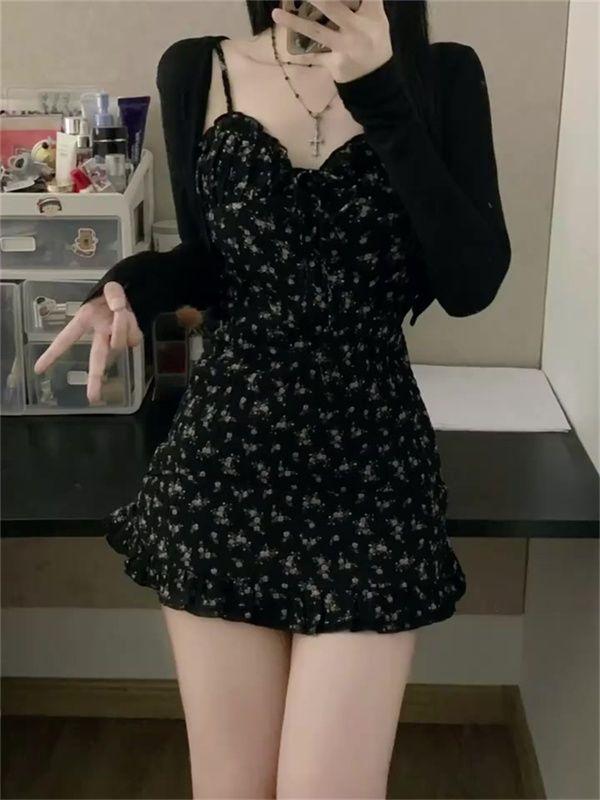 Product Introduction of Women's Dress Summer New Style Small Waist Slimming Sweet Spicy A- line Short Skirt French Floral Strap Dress Women Casual Womenswear Lingerie Comfort 3
