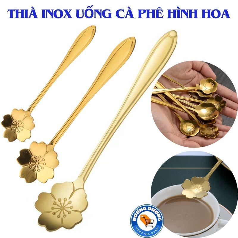 COMBO 10 Thìa Inox Uống Cà Phê Hình Hoa Cao Cấp Sang Chảnh - Muỗng Pha Trà Dễ Thương - Muỗng Inox Thìa Cán Ngắn Muỗng Múc Kem Hoa Ăn Phong Cách Châu Âu