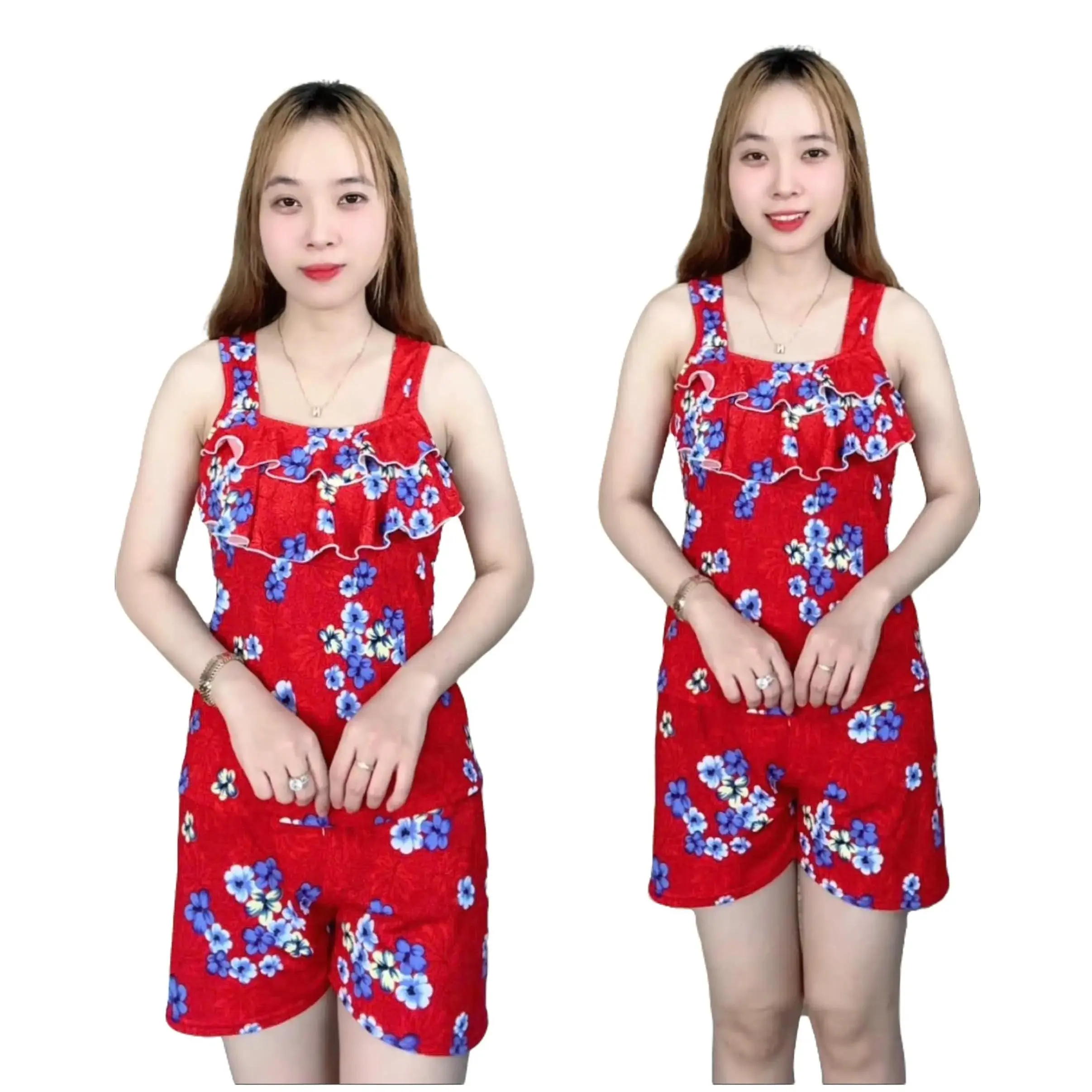 ĐỒ BỘ NỮ QUẦN ĐÙI THUN ATI, ÁO NGẮN TAY KIỂU 2 BÈO LỚN 38kg đến 76kg Women Nhung Top (Mã 06M4Y25)