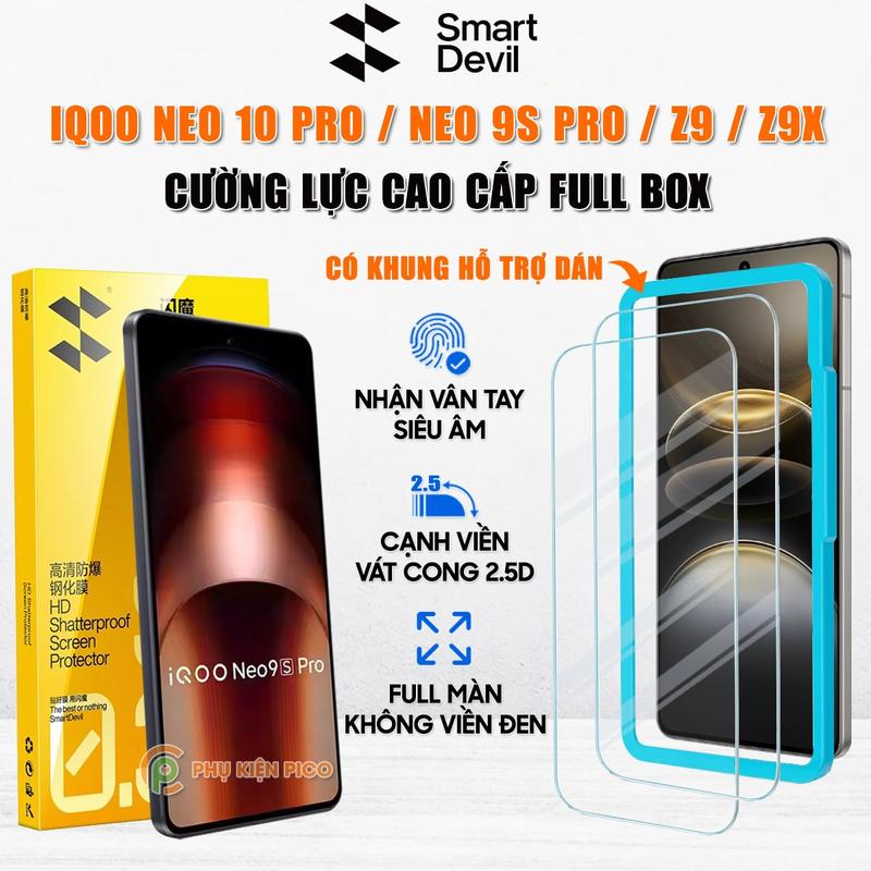 Kính cường lực Smart Devil Hyper dành cho điện thoại iQOO Neo 10 Pro / Neo 9 / Neo9S Pro / Z9 / Z9X / Z9 Turbo trong suốt full màn hình