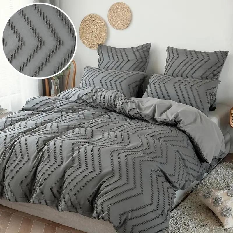 Soft Comfortable Bedding Set, 3 Counts/set Including 1 Count Wavy Print Duvet Cover & 2 Counts Pillowcases without Filler, Modern-Style Bed Sheet Bed Linen Bedding Set for Home Bedroom 1