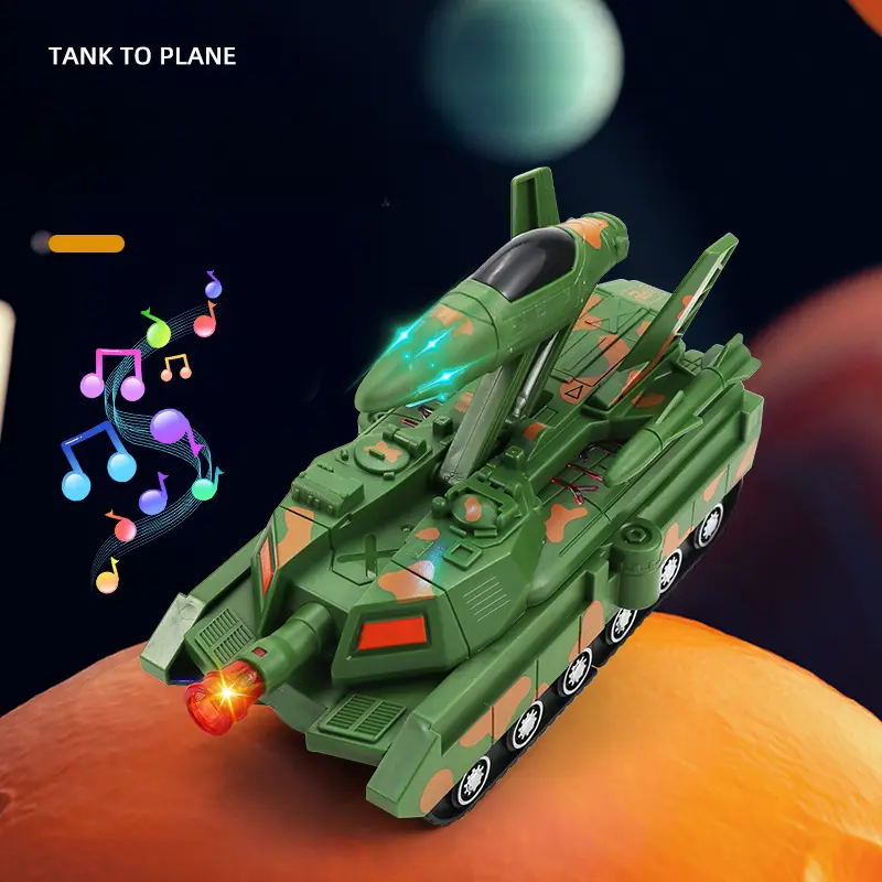 Electric Tank Fighter Deformation Aircraft Universal Driving Light Music Toy Children's Toy Boy Girl Toy Gift Baby Attention Training Toys