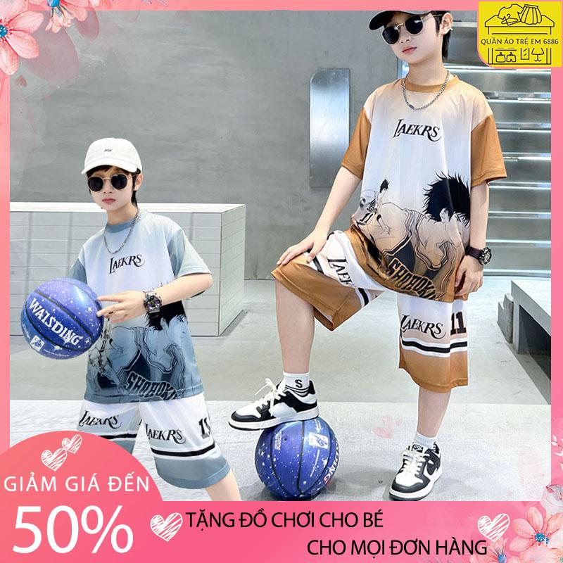 Bộ hè bé trai, Bộ đồ bé trai mùa hè mẫu LA vải thun lạnh size từ 18-50kg, bộ quần áo hè bé trai, set đồ cộc bé trai, đồ bộ bé trai