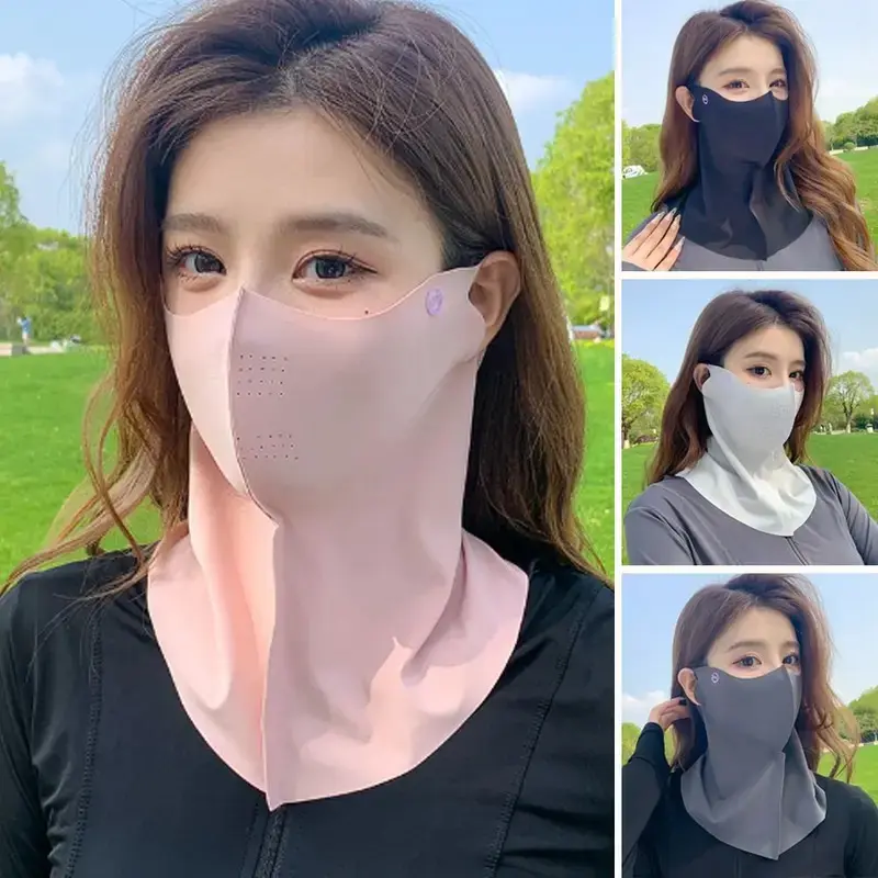 Outdoor Sports Sun Protection Mask for Women, Seamless Ice Silk UV Protection Mask, Summer Cycling Breathable Thin Sun Protection Mask