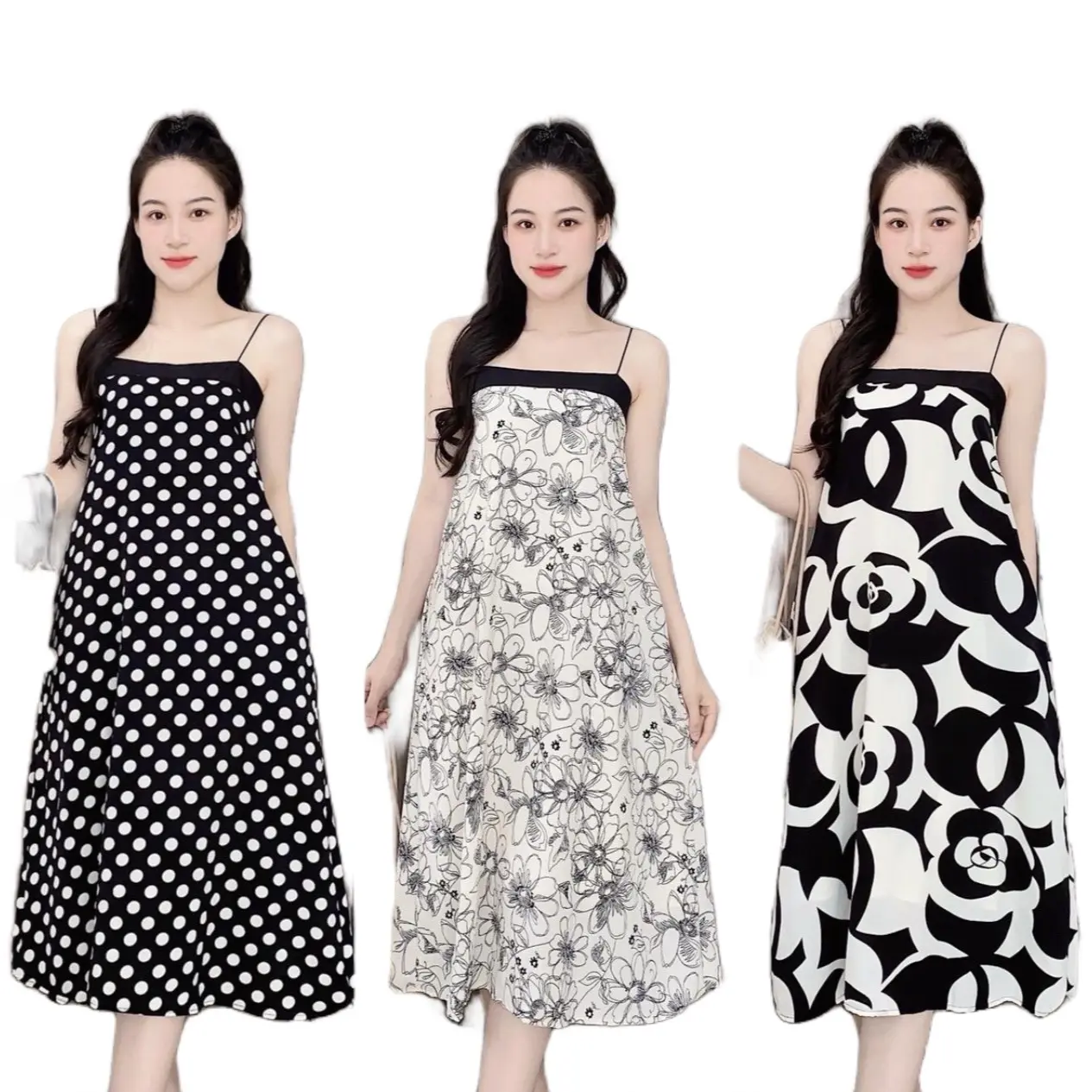 {D26} Váy lụa 2 lớp , 3 kiểu dáng suông chất mát Women Nữ Sen Dress Nhung Ong Voi