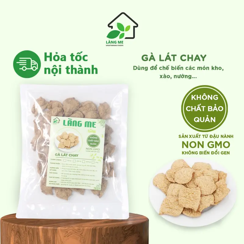 Gà lát chay Làng Me Ngon loại 1, chế biến món chay ngon, không chất bảo, không biến đổi gen