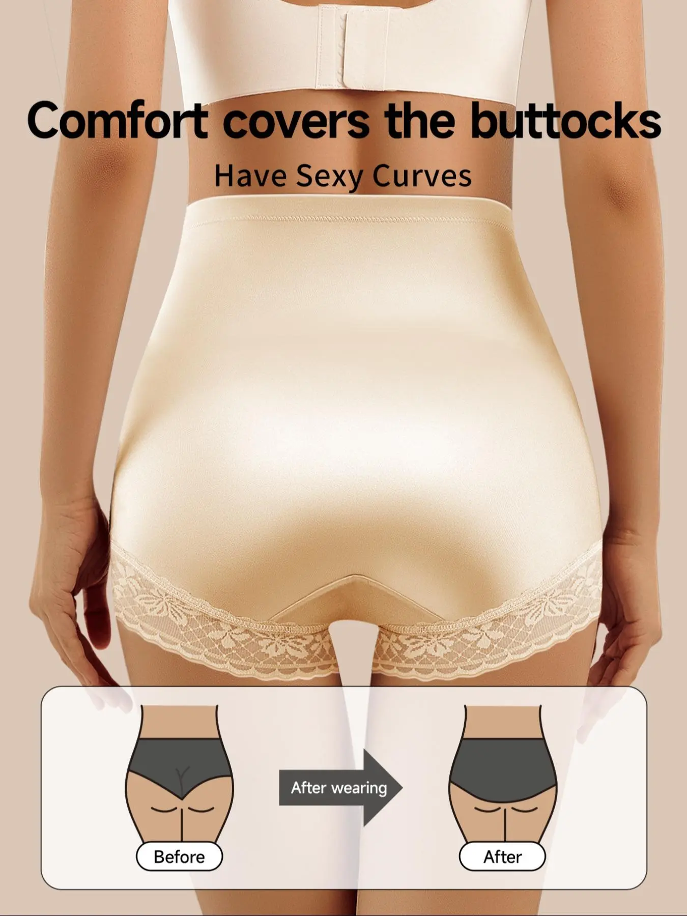 Women's Contrast Lace High Waist Shapewear Panty, Tummy Control Shaper, Women's Shapewear Bottoms for Daily Wear