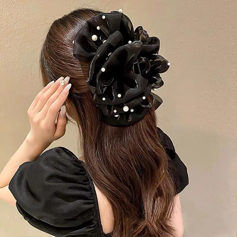 Kẹp Tóc Nơ Nhiều Lớp Đính Hạt Cho Nữ Women Cài Tóc 1